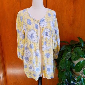 Delightful Yellow+Gray Long-Sleeved Cardigan XXL